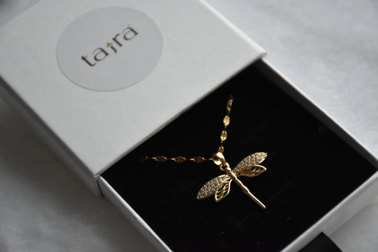 'Teevra' Stainless steel Dragonfly Necklace